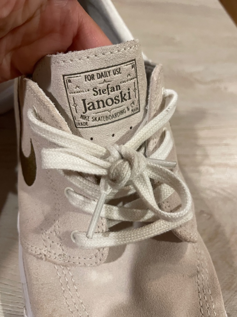Nike Taupe Suede Low-Top Sneakers with Cream Laces - Picture 5 of 7